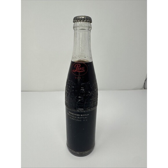 1950s Pepsi Cola Full Bottle Sparkling 10 oz. Franchised Bottler Huntsville AL - Picture 3 of 7
